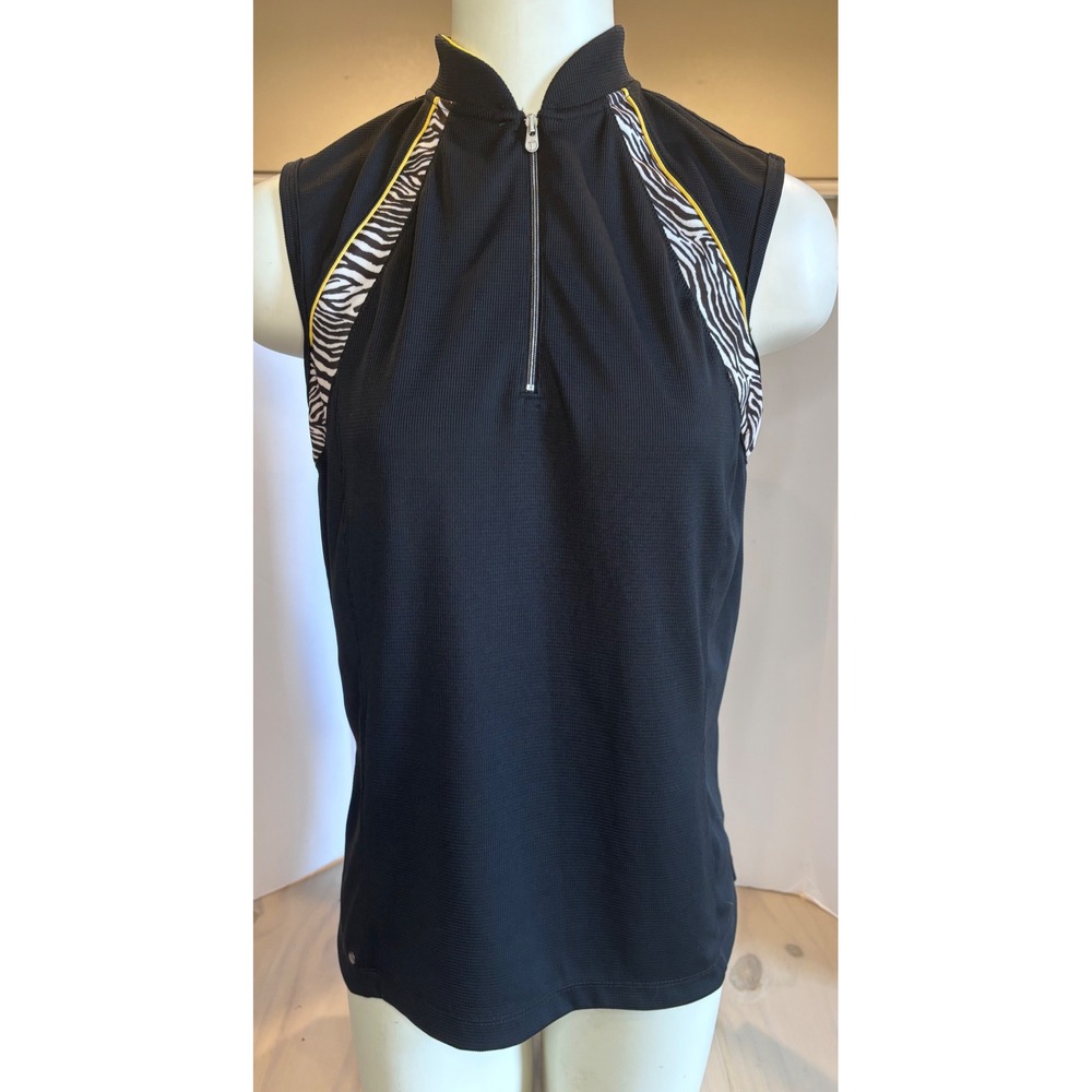 Tail Tech Performance Womens Black Zebra Quarter Zip Golf Polo Shirt Size M